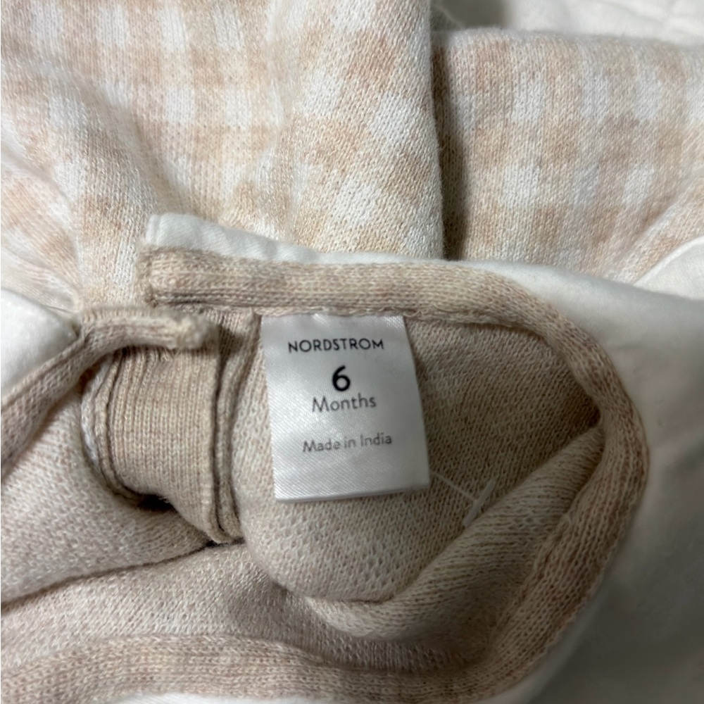 NORDSTROM 6 Month Plaid Beige Baby Outfit with Peter Pan Collar - Picture 5 of 6